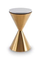 Gillmore Space Iona Collection Hourglass Side Table with Brushed Brass Base