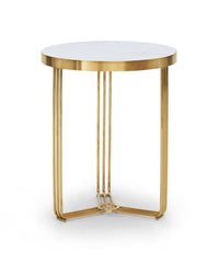 Gillmore Space Finn Collection Circular Side Table with Brushed Brass Frame