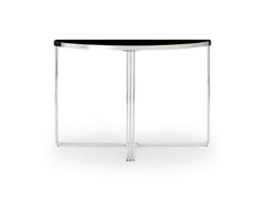 Gillmore Space Finn Collection Demi Lune Console Table with Polished Chrome Frame