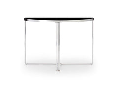 Gillmore Space Finn Collection Demi Lune Console Table with Polished Chrome Frame