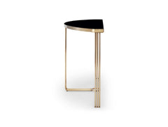 Gillmore Space Finn Collection Demi Lune Console Table with Brushed Brass Frame