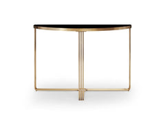 Gillmore Space Finn Collection Demi Lune Console Table with Brushed Brass Frame