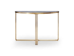 Gillmore Space Finn Collection Demi Lune Console Table with Brushed Brass Frame