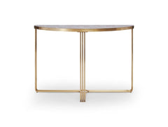 Gillmore Space Finn Collection Demi Lune Console Table with Brushed Brass Frame