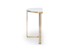 Gillmore Space Finn Collection Demi Lune Console Table with Brushed Brass Frame