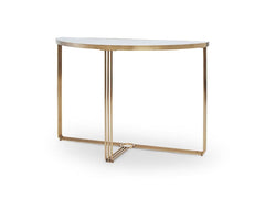Gillmore Space Finn Collection Demi Lune Console Table with Brushed Brass Frame