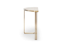 Gillmore Space Finn Collection Demi Lune Console Table with Brushed Brass Frame