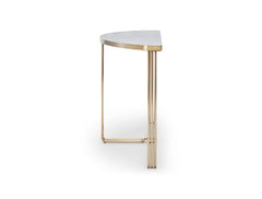 Gillmore Space Finn Collection Demi Lune Console Table with Brushed Brass Frame
