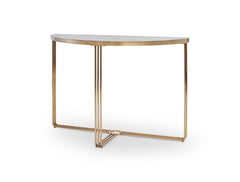 Gillmore Space Finn Collection Demi Lune Console Table with Brushed Brass Frame