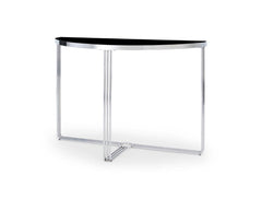Gillmore Space Finn Collection Demi Lune Console Table with Polished Chrome Frame