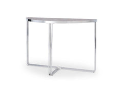 Gillmore Space Finn Collection Demi Lune Console Table with Polished Chrome Frame