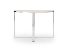 Gillmore Space Finn Collection Demi Lune Console Table with Polished Chrome Frame