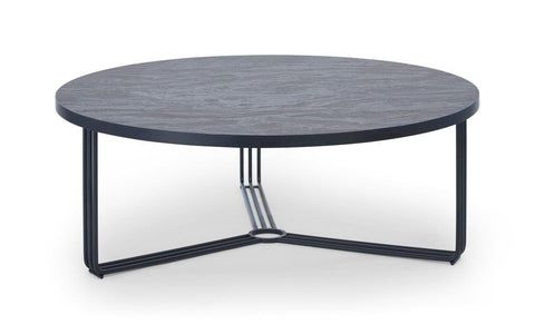 Gillmore Space Finn Collection Large Circular Coffee Table with Matt Black Frame