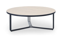 Gillmore Space Finn Collection Large Circular Coffee Table with Matt Black Frame