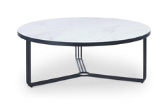 Gillmore Space Finn Collection Large Circular Coffee Table with Matt Black Frame