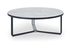 Gillmore Space Finn Collection Large Circular Coffee Table with Matt Black Frame