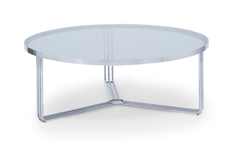 Gillmore Space Finn Collection Large Circular Coffee Table with Chrome Frame