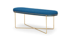 Gillmore Space Finn Collection Ottoman with Upholstered Top and Brushed Brass Frame