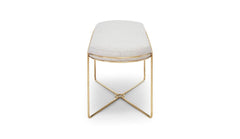 Gillmore Space Finn Collection Ottoman with Upholstered Top and Brushed Brass Frame