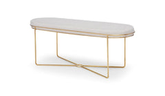 Gillmore Space Finn Collection Ottoman with Upholstered Top and Brushed Brass Frame