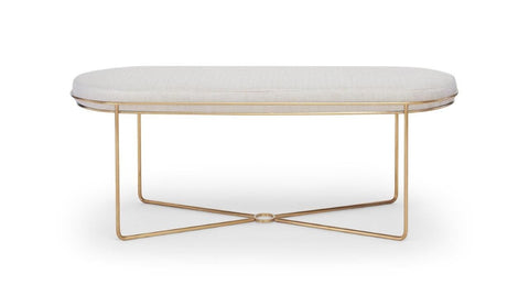 Gillmore Space Finn Collection Ottoman with Upholstered Top and Brushed Brass Frame