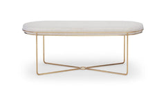 Gillmore Space Finn Collection Ottoman with Upholstered Top and Brushed Brass Frame