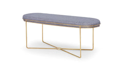 Gillmore Space Finn Collection Ottoman with Upholstered Top and Brushed Brass Frame