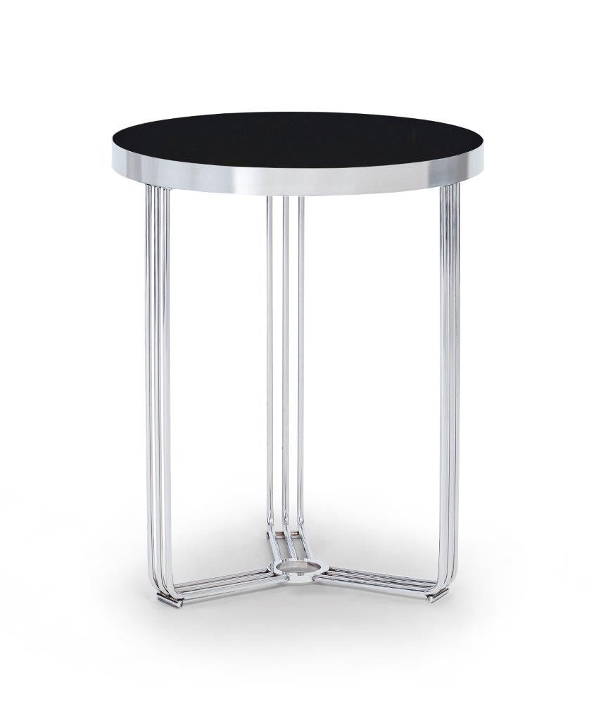 Gillmore Space Finn Collection Circular Side Table with Polished Chrome Frame