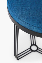 Gillmore Space Finn Collection Circular Side Table/Stool with Upholstered Top and Matt Black Frame