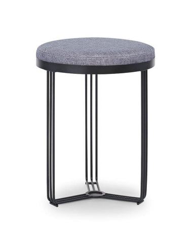Gillmore Space Finn Collection Circular Side Table/Stool with Upholstered Top and Matt Black Frame