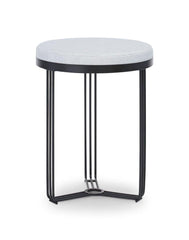 Gillmore Space Finn Collection Circular Side Table/Stool with Upholstered Top and Matt Black Frame