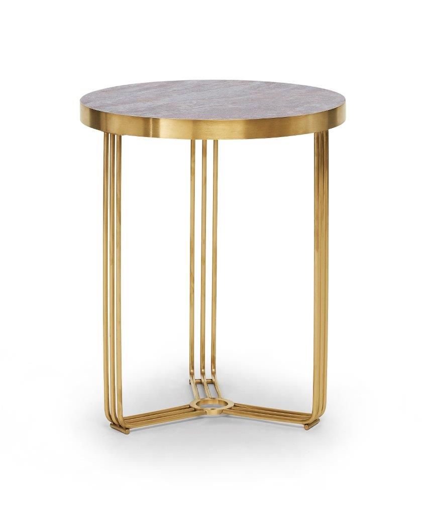 Gillmore Space Finn Collection Circular Side Table with Brushed Brass Frame