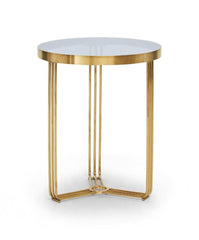 Gillmore Space Finn Collection Circular Side Table with Brushed Brass Frame