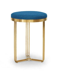 Gillmore Space  Finn Collection Circular Side Table/Stool with Upholstered Top and Brushed Brass Frame  FREE UK DELIVERY