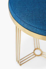 Gillmore Space  Finn Collection Circular Side Table/Stool with Upholstered Top and Brushed Brass Frame  FREE UK DELIVERY