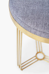 Gillmore Space  Finn Collection Circular Side Table/Stool with Upholstered Top and Brushed Brass Frame  FREE UK DELIVERY