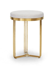 Gillmore Space  Finn Collection Circular Side Table/Stool with Upholstered Top and Brushed Brass Frame  FREE UK DELIVERY
