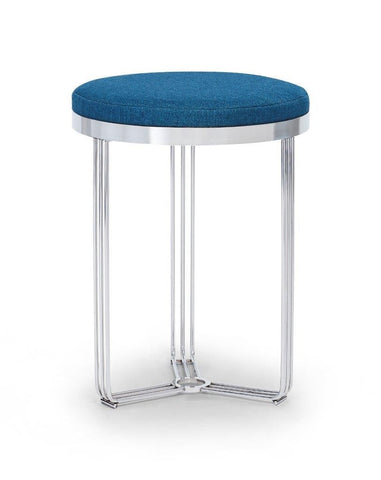 Gillmore Space Finn Collection Circular Side Table/Stool with Upholstered Top and Polished Chrome Frame