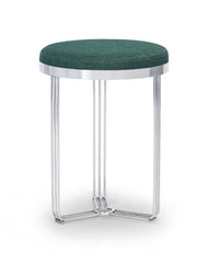 Gillmore Space Finn Collection Circular Side Table/Stool with Upholstered Top and Polished Chrome Frame