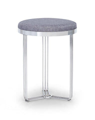 Gillmore Space Finn Collection Circular Side Table/Stool with Upholstered Top and Polished Chrome Frame