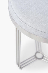Gillmore Space Finn Collection Circular Side Table/Stool with Upholstered Top and Polished Chrome Frame