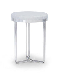 Gillmore Space Finn Collection Circular Side Table/Stool with Upholstered Top and Polished Chrome Frame