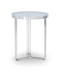 Gillmore Space Finn Collection Circular Side Table with Polished Chrome Frame