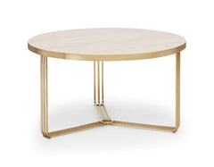 Gillmore Space Finn Collection Small Circular Coffee Table with  Brass Frame