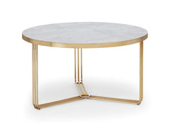 Gillmore Space Finn Collection Small Circular Coffee Table with  Brass Frame