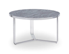 Gillmore Space Finn Collection Small Circular Coffee Table with Polished Chrome Frame