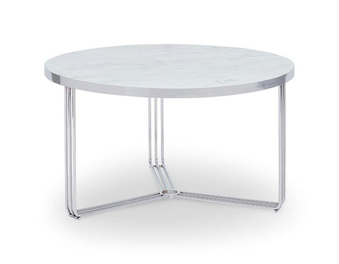 Gillmore Space Finn Collection Small Circular Coffee Table with Polished Chrome Frame