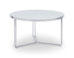 Gillmore Space Finn Collection Small Circular Coffee Table with Polished Chrome Frame