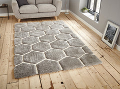 Think Rugs Hand Tufted Shaggy Collection - Noble House NH 30782 Grey/White