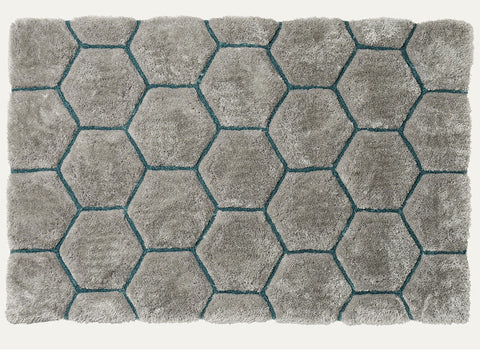 Think Rugs Hand Tufted Shaggy Collection - Noble House NH 30782 Grey/Blue